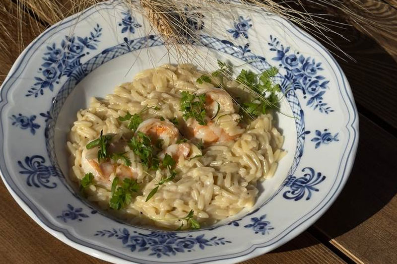 Фото Орзо с креветками